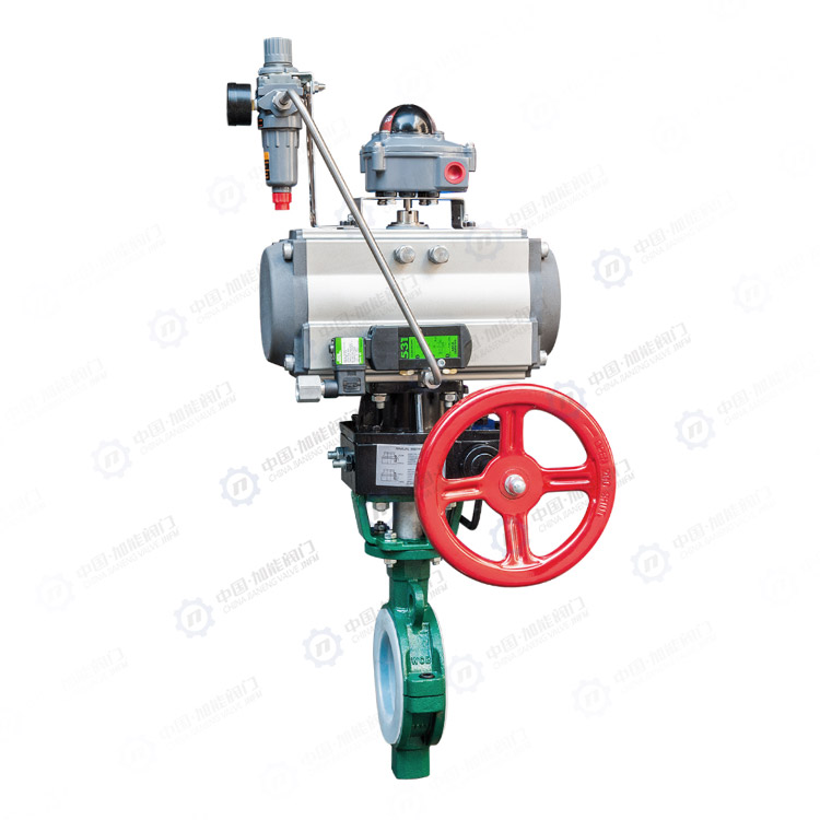Pneumatic fluorine lined butterfly valve