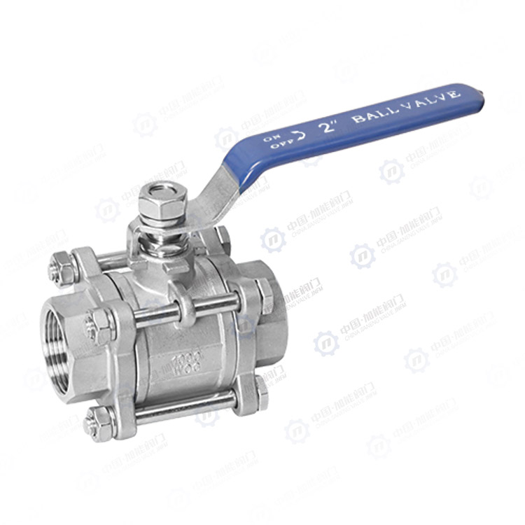 Three piece threaded ball valve